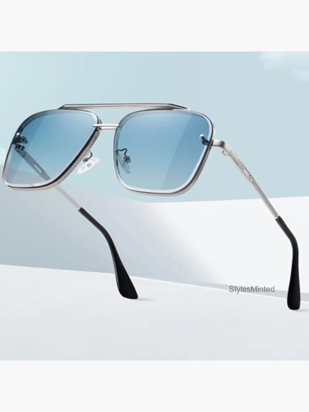 Oversized Square Aviator Sunglasses Metal Frame Tinted Lens Unisex